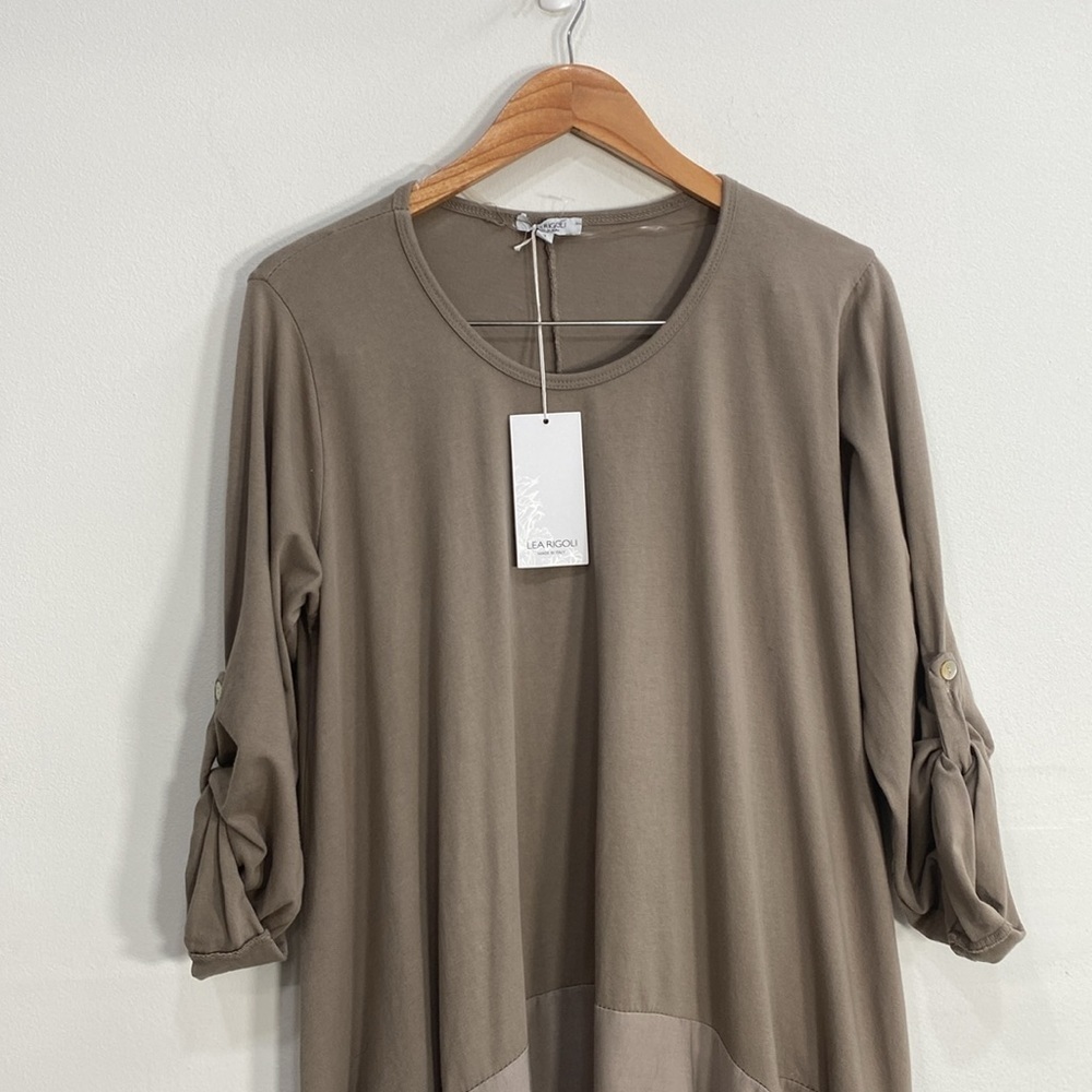 Lea Rigoli XL Boho Asymmetrical Dress Tan - Picture 3 of 12